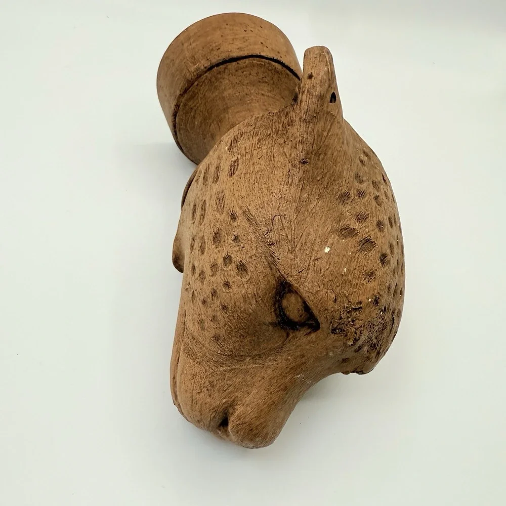 Wooden Carved Leopard Jaguar Figurine Head Marked ADR Bath/ Hand Towel Holder??